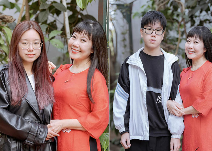 Nữ diễn viên đang có cuộc sống hạnh phúc, viên mãn bên chồng và hai con. Con gái cô đang học năm thứ 3 đại học, con trai học lớp 11. (Ảnh: FB Thu Hương)