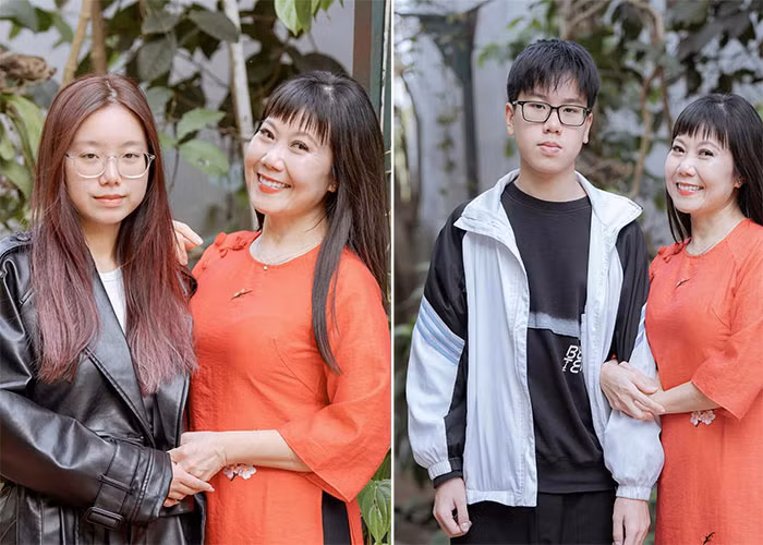 Nữ diễn viên đang có cuộc sống hạnh phúc, viên mãn bên chồng và hai con. Con gái cô đang học năm thứ 3 đại học, con trai học lớp 11. (Ảnh: FB Thu Hương)