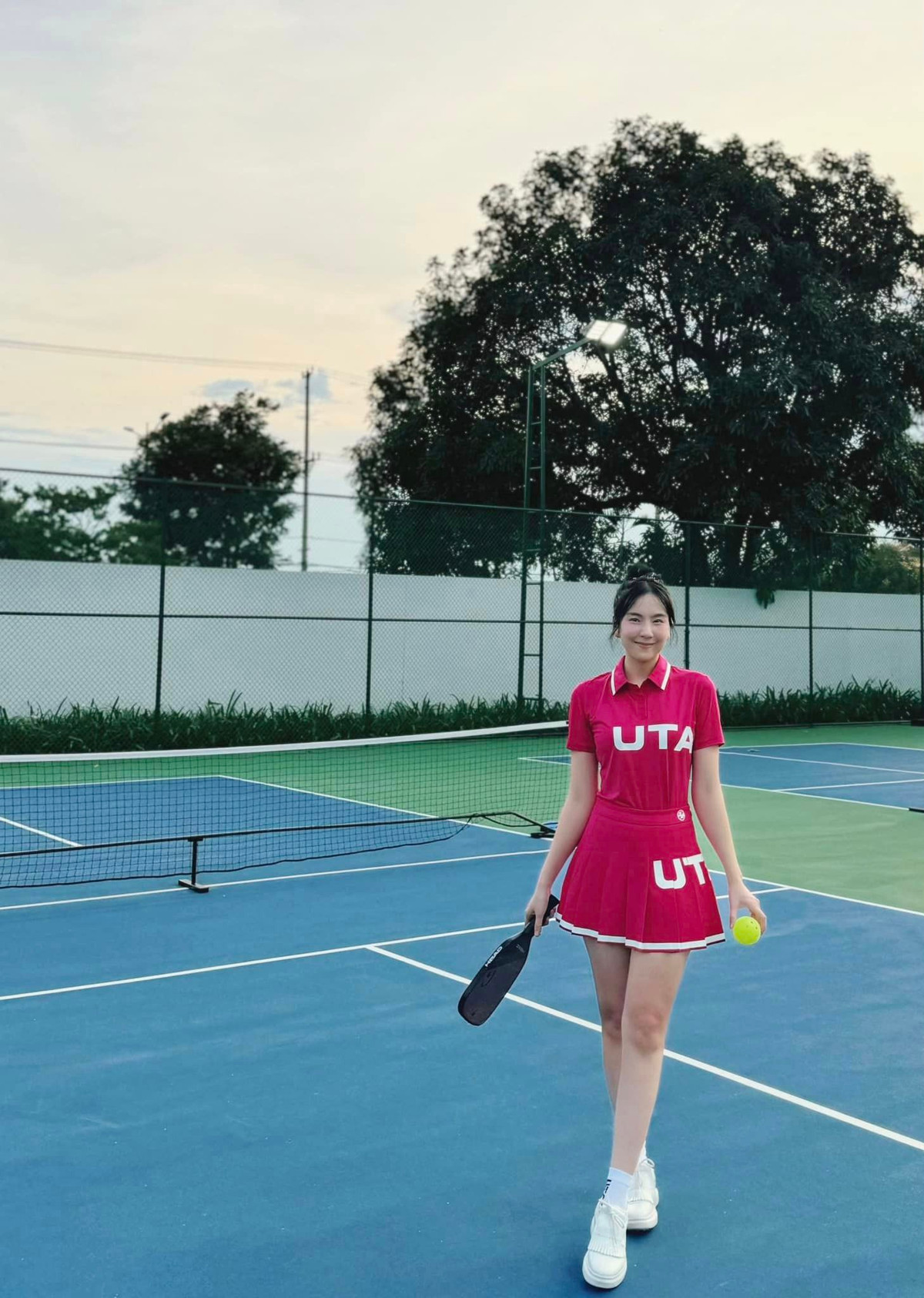 MC Mai Ngọc VTV chơi pickleball. Ảnh: FB Mai Ngọc