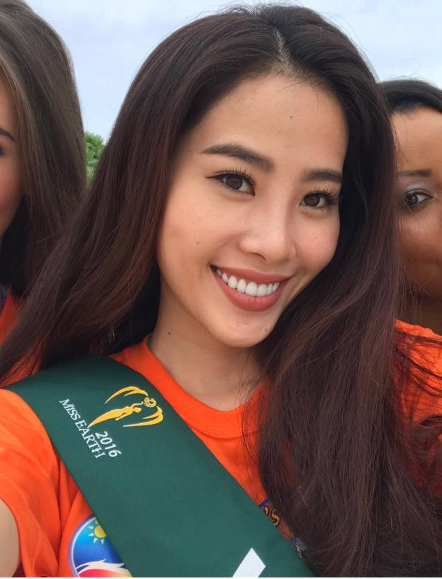 Năm 2016, người đẹp quê Tiền Giang đại diện Việt Nam thi Hoa hậu Trái Đất và lọt top 8. (Ảnh: FBNV)