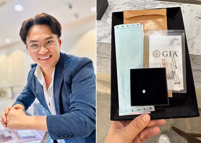 Mới đây, MC Đại Nghĩa cho biết, anh quyết định bán đi món trang sức bằng kim cương để có thêm tiền cứu trợ bão lũ. Anh viết: "Chạy ra tiệm bán thêm cái này, hồi hổm bán chưa được. Được 6 triệu rưỡi, để vô cho chuyến đi luôn". (Ảnh: FB Đại Nghĩa)