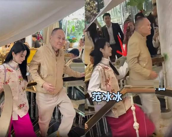 Minh tinh tỏ ra thân thiết, trò chuyện cùng Triệu Thế Tăng và những người bạn của ông. Ảnh: Thương Hiệu và Pháp Luật