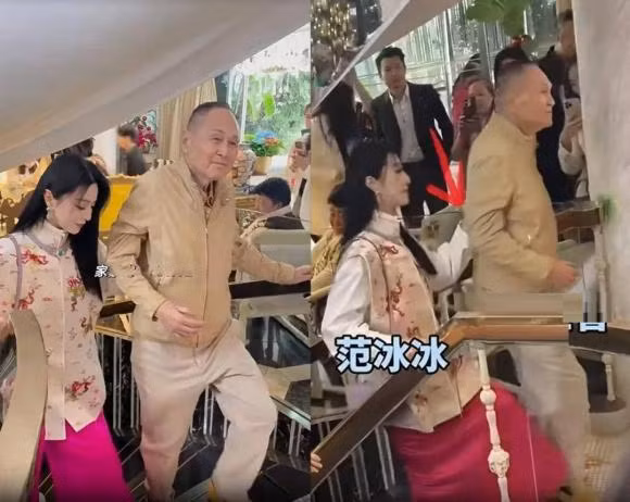 Minh tinh tỏ ra thân thiết, trò chuyện cùng Triệu Thế Tăng và những người bạn của ông. Ảnh: Thương Hiệu và Pháp Luật