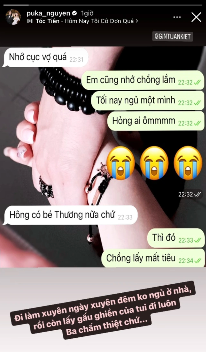 Puka buon ba vi chong vang nha, Quynh Nga lien tuc “tha thinh“