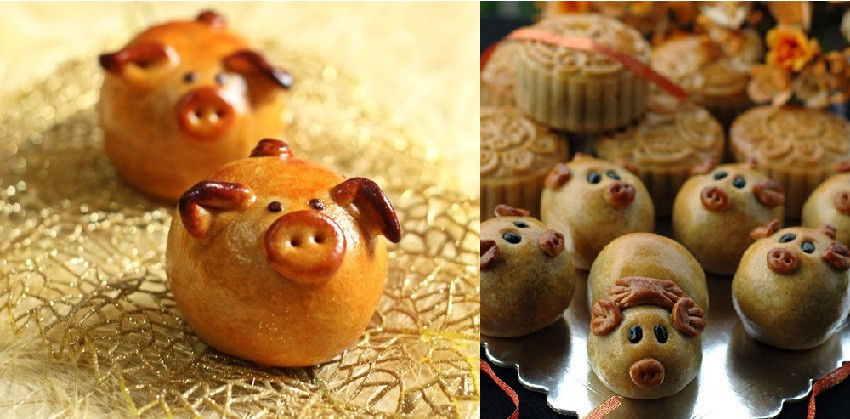 Ngoài hình tròn ra thì bánh Trung thu ở Việt Nam còn được làm sáng tạo dưới hình chú lợn hay cá chép rất đẹp. Ảnh: Tạp chí Doanh nghiệp và Tiếp thị