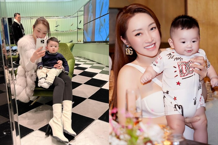 Lý Thùy Chang cũng hay đưa quý tử đi mua sắm ở nước ngoài, check-in tại các cửa hàng đồ hiệu có tiếng trên thế giới. Ảnh: Người đưa tin