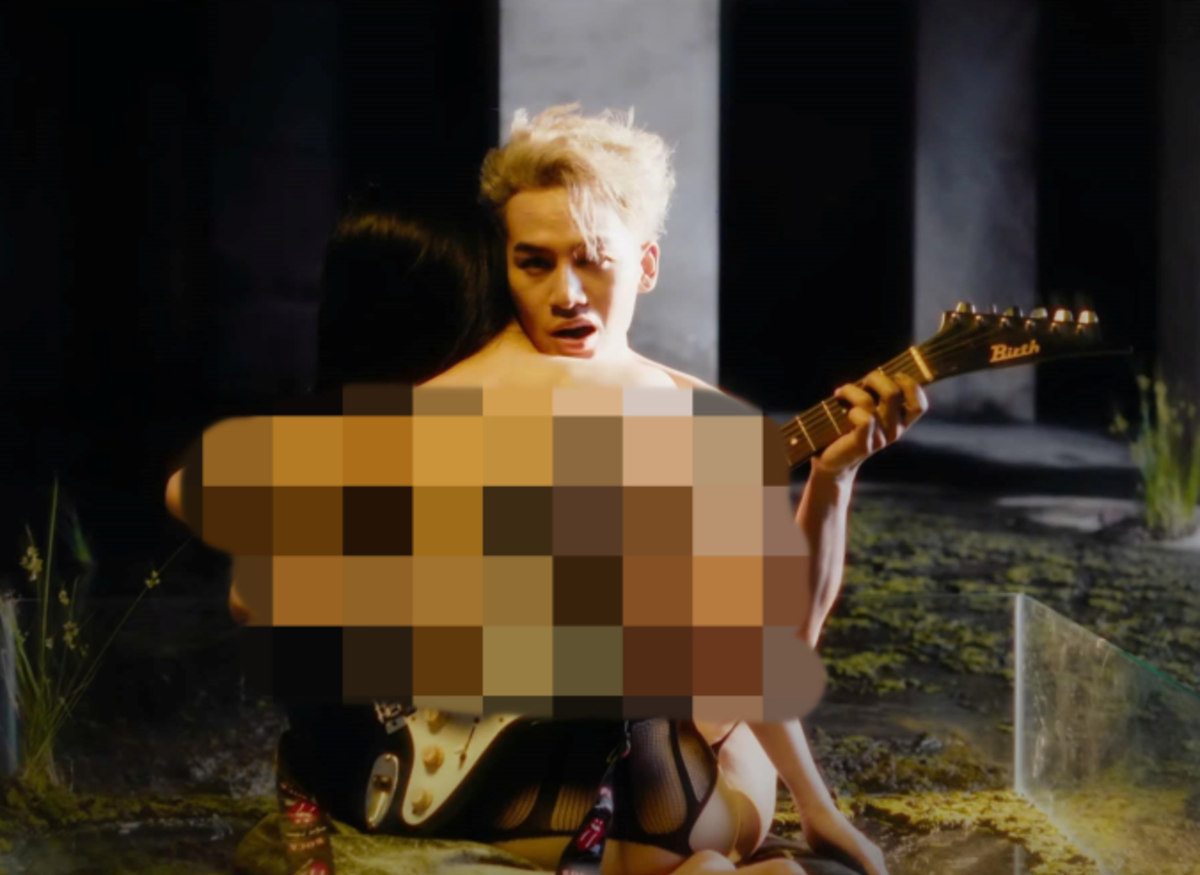 MV "Đừng nói là..." gây tranh luận vì những cảnh gợi dục dù được cảnh báo 18+. Trong MV, nữ diễn viên mặc đồ hở hang như áo quây kết hợp quần tất lưới. Đáng nói, cô gái này và Ali Hoàng Dương có nhiều tư thế táo bạo, nhạy cảm. Ảnh chụp màn hình