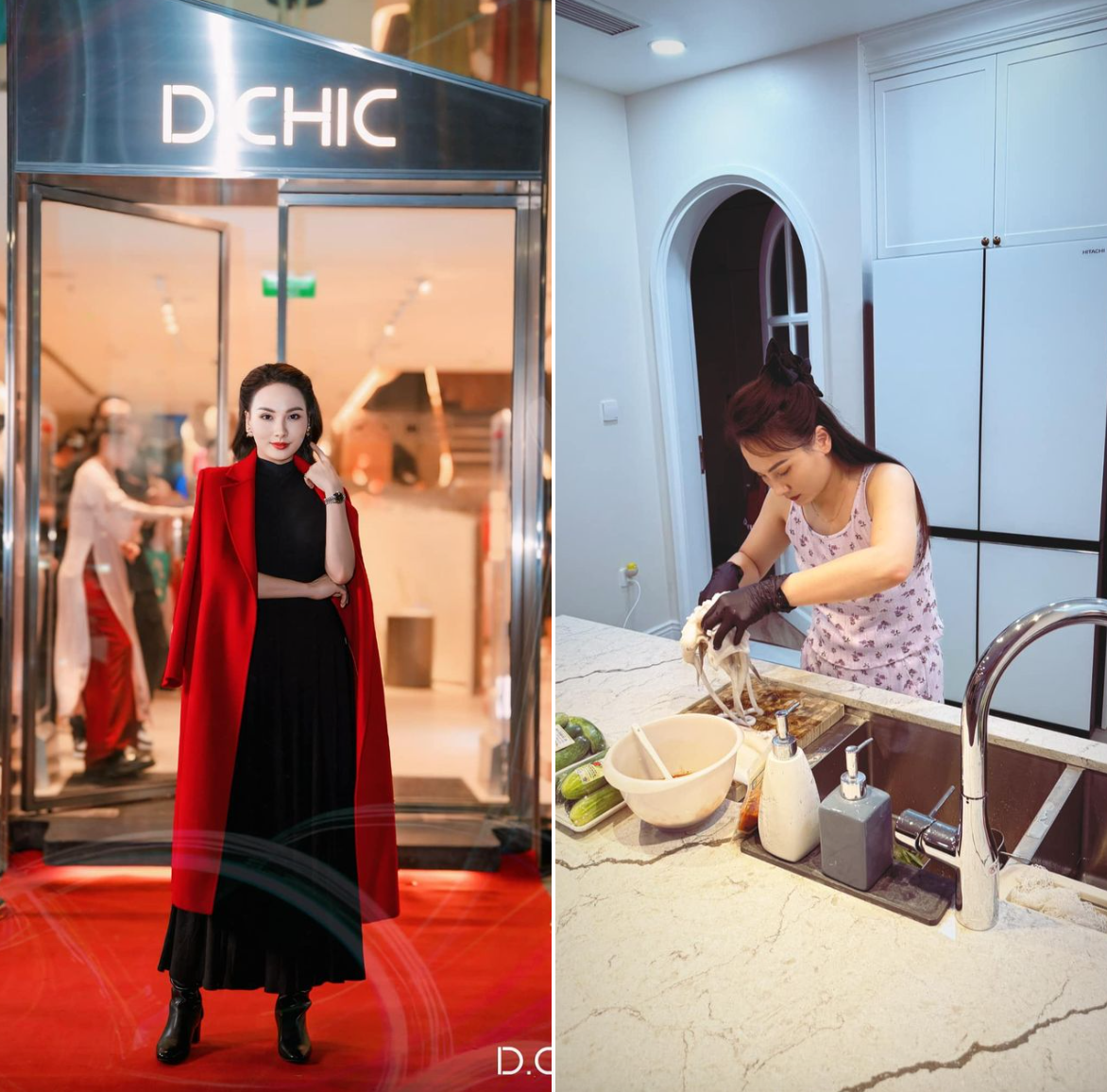 Diễn viên Bảo Thanh chăm chỉ nấu ăn vì các con thích ăn cơm mẹ nấu. Ảnh: FB Bảo Thanh