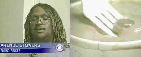 Clarence Stowers mua một phần trứng sữa đông lạnh và ăn phải một vật gì cứng cứng. Ban đầu, anh ta tưởng đó là viên kẹo nhưng nhai mãi không đứt. Clarence liền nhổ ra và rửa sạch xem vật đó là gì. Anh la hét sợ hãi khi phát hiện ra đó là một ngón tay. Được biết, ngón tay đó là của một công nhân nhà máy bị thương khi đang chế biến thực phẩm.