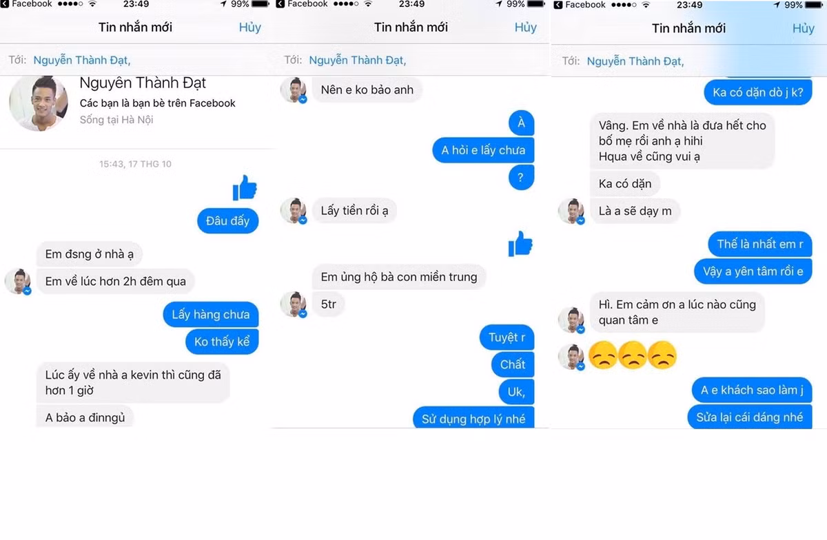 Mới đây, một người anh thân thiết đã công khai một đoạn tin nhắn nói chuyện với Đạt Cỏ và nó đã phần nào nói lên được con người, cá tính thực sự và những ước mơ, khát khao của chàng trai xứ Đoài này. Đi biểu diễn nhỏ lẻ, Đạt Cỏ cũng nhận được chút ít tiền cát-xê và cậu sẵn sàng dành 5 triệu đồng để ủng hộ đồng bào miền Trung chịu hậu quả của lũ lụt, số còn lại về nhà đưa hết cho bố mẹ. Hành động này thể hiện một điều, không chỉ sống chan hòa, ấm áp, yêu thương gia đình mà Đạt Cỏ còn có một tấm lòng đáng trân trọng, một bản chất chân chính khác xa với vẻ ngoài bặm trợn và những lời lẽ dân mạng ồn ào, cho rằng cậu là "dân xã hội" suốt thời gian qua.