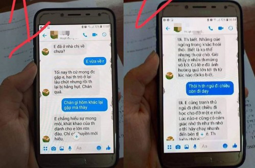  6. Thầy giáo “gạ tình” học sinh trường THPT chuyên Thái Bình: Vào ngày 5/3, Sở GD-ĐT tỉnh Thái Bình đã cho thanh tra xuống làm việc với Ban giám hiệu trường THPT Chuyên Thái Bình. Do thầy giáo tên N.Đ.T là Chủ nhiệm một lớp 10 tại trường THPT Chuyên Thái Bình đã có hành động gửi tin nhắn “gạ tình” 1 nữ sinh học tập tại trường.