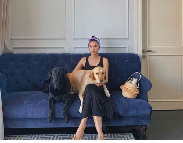 Làm dâu hào môn song ngọc nữ Tăng Thanh Hà ít khi khoe khoang, sở hữu đồ hiệu. Người đẹp chỉ chăm đăng tải các hoạt động thường ngày, đặc biệt là khoảnh khắc bình yên bên hai chú cún Molly và April. Ảnh: FBNV