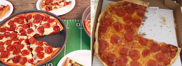 Sự khác biệt giữa ảnh ngoài cửa hàng và thực tế chiếc pizza khi khách mua về.