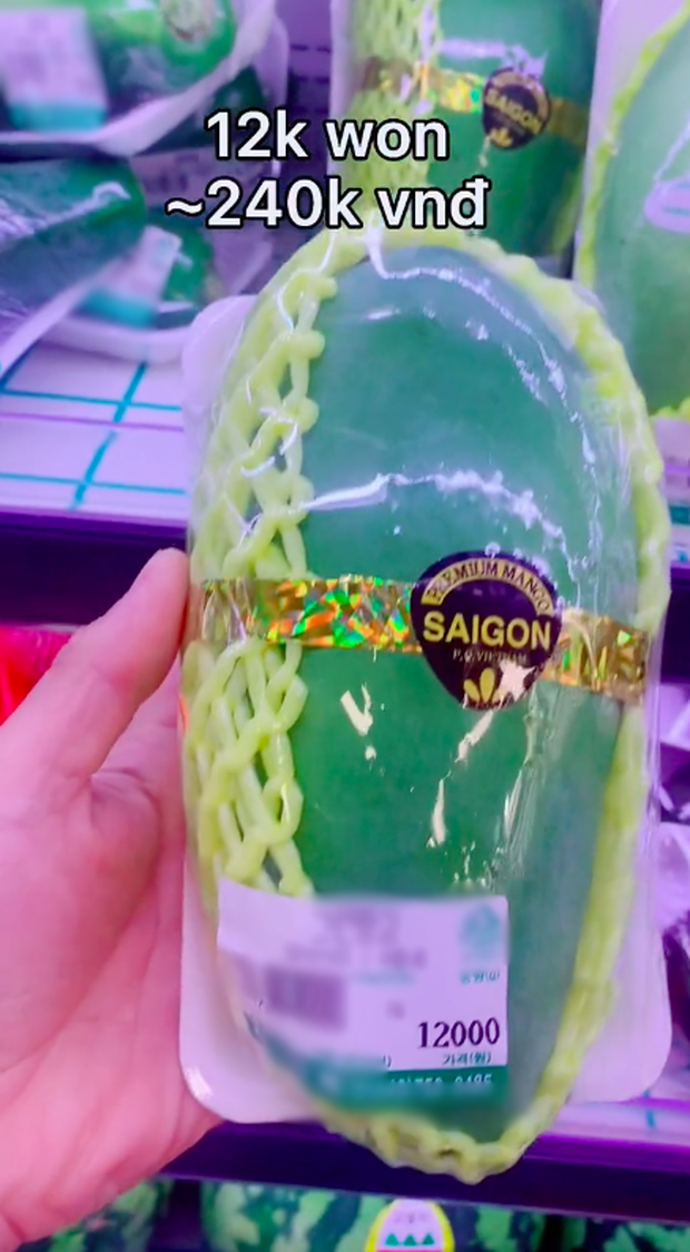 Muốn mua xoài xanh Sài Gòn tại Hàn Quốc phải chi 12.000 Won (khoảng 240.000 đồng)/trái.