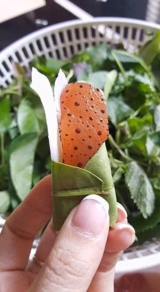 Theo chị Hạnh, sứa màu trắng nhưng sau khi ngâm bằng quả vẹt sẽ chuyển sang màu đỏ tươi bắt mắt. Vì thế, người Hà Nội gọi là sứa đỏ.