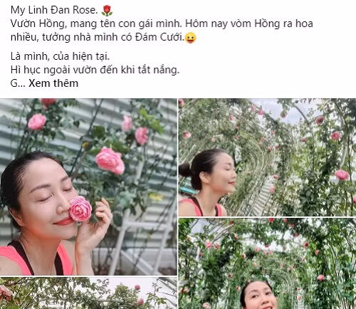 Mới đây, trên trang cá nhân, Ốc Thanh Vân chia sẻ loạt khoảnh khắc bên vườn hồng đang nở rộ mang tên con gái Linh Đan.