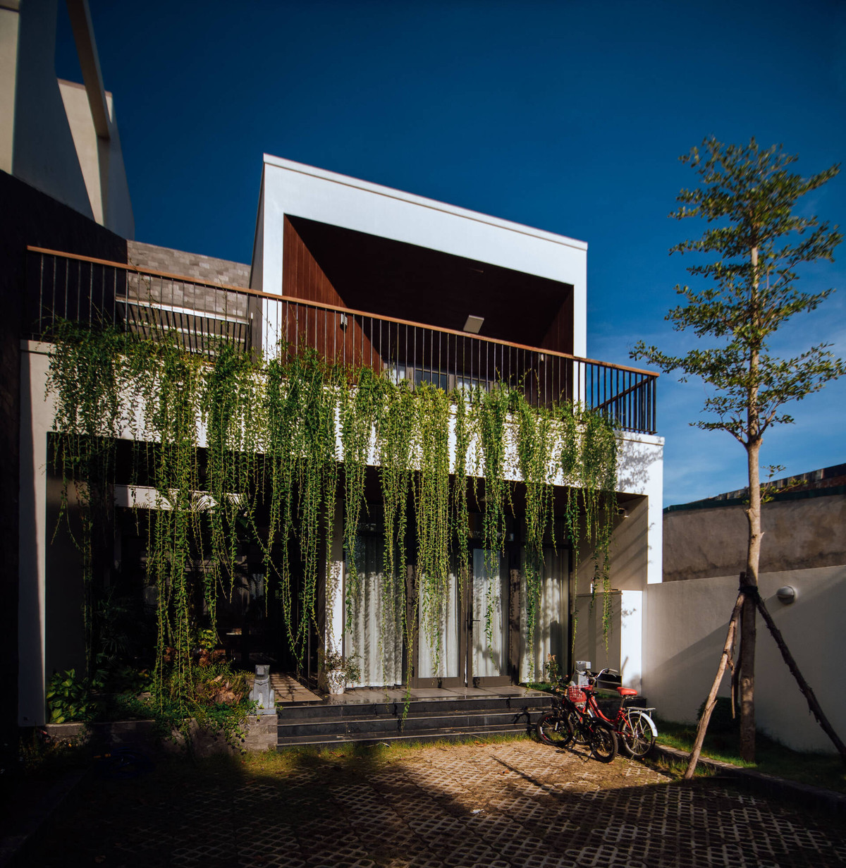 Cây xanh ngoài mặt tiền vừa tạo vẻ ngoài tươi mát, vừa có tác dụng che chắn nắng. Ảnh: Thoại Viết Hoàng