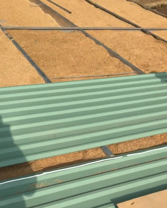 Mái nhà làm từ trấu trộn có tác dụng cách nhiệt và chống côn trùng.