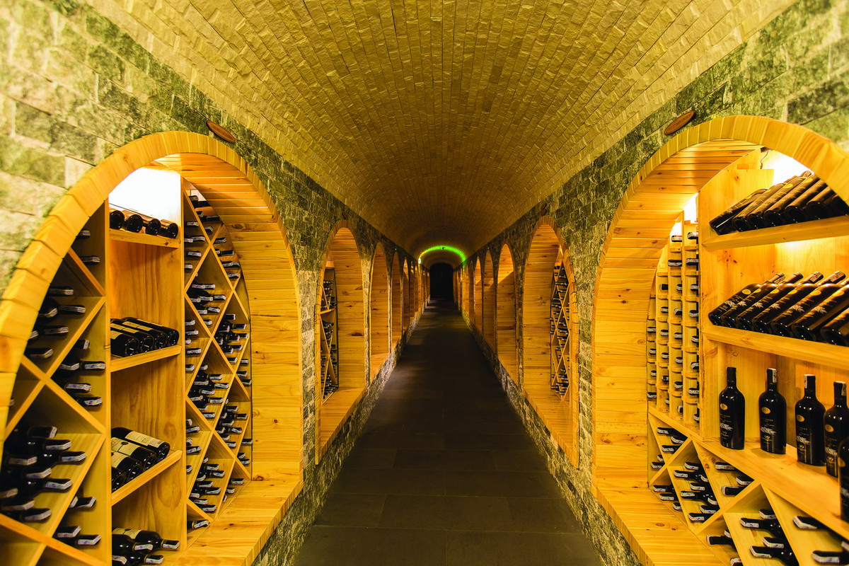 Bên trong lâu đài được chia thành các khu vực hầm bảo quản rượu, phòng thử rượu. Ảnh: Innotour.