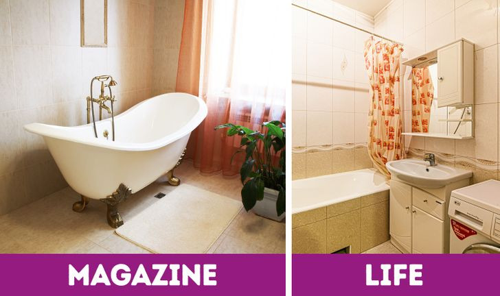 Bồn tắm đứng đòi hỏi nhiều không gian và thiết kế đặc biệt. Nếu muốn tắm đứng, bạn sẽ cần một tấm rèm che xung quanh toàn bộ bồn tắm để tránh nước bị rò rỉ.