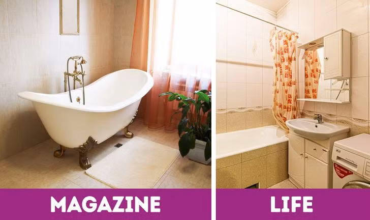 Bồn tắm đứng đòi hỏi nhiều không gian và thiết kế đặc biệt. Nếu muốn tắm đứng, bạn sẽ cần một tấm rèm che xung quanh toàn bộ bồn tắm để tránh nước bị rò rỉ.