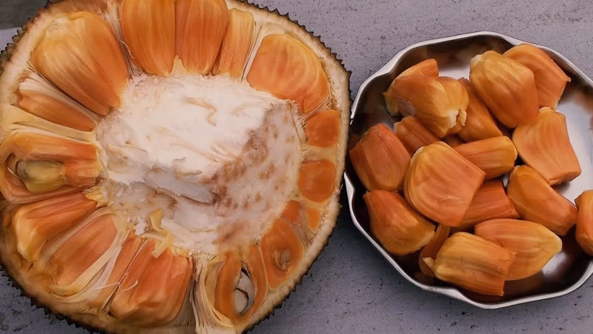 Theo người bán, mít ruột đỏ được trồng theo quy trình hữu cơ nên sản phẩm không chỉ lạ mà còn ngon và an toàn. Đây cũng là lý do khiết mít đỏ hút khách. Ảnh: Dienmayxanh