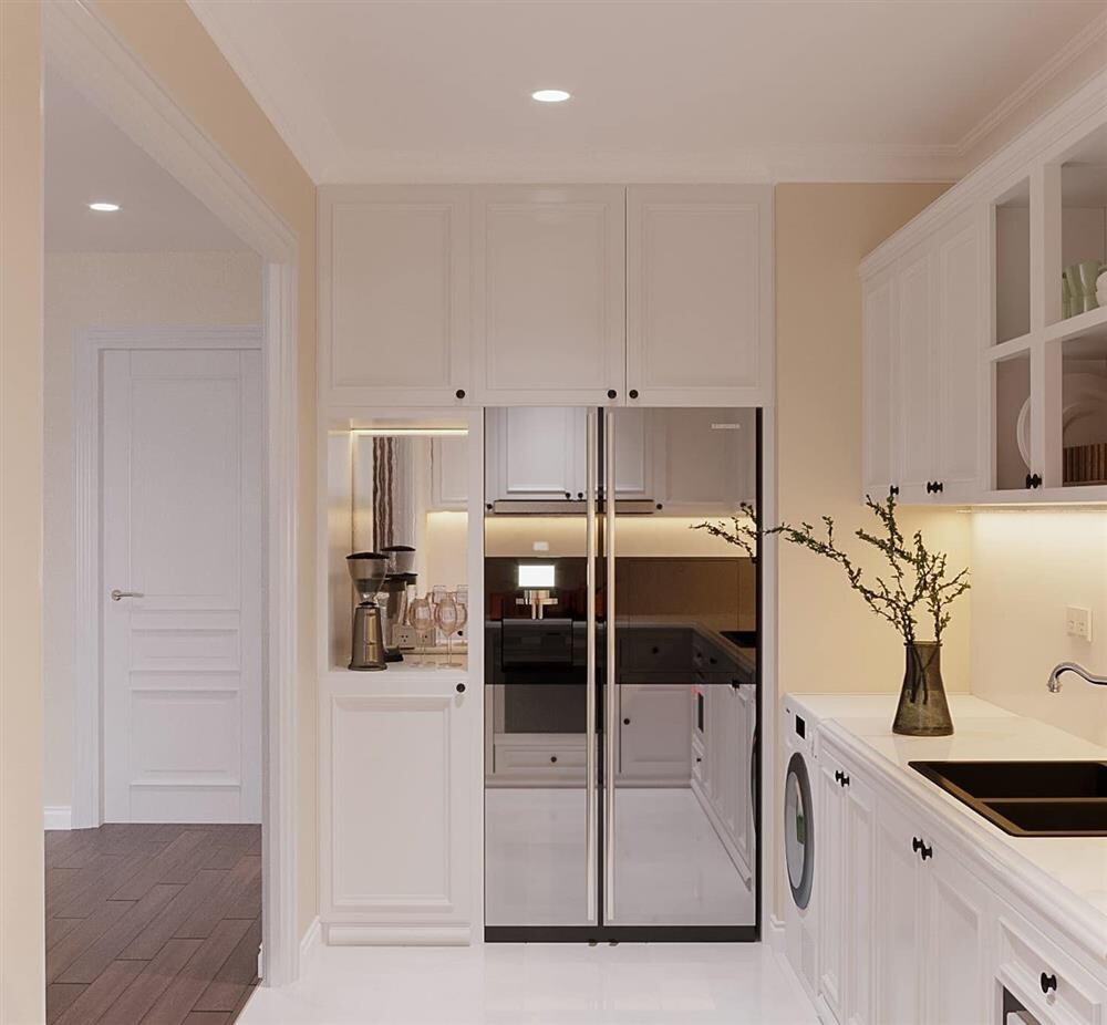 Mọi chi tiết trong nhà đều được nữ MC chăm chút từ những bình hoa trưng bày trên bàn cho đến đèn treo cách điệu ở phòng khách. Ảnh: FBNV.