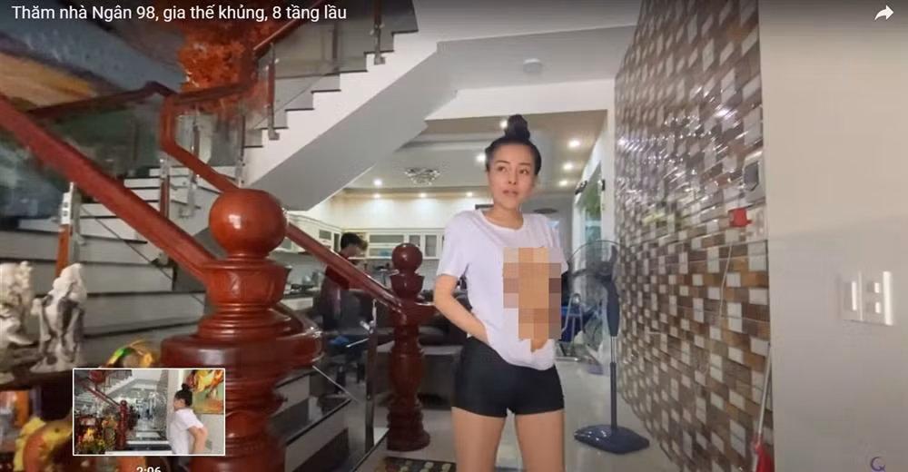 Ngôi nhà của gia đình Ngân 98 cực kỳ rộng lớn với 8 tầng lầu.