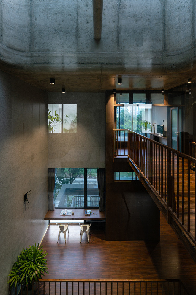 Các công năng gồm gara, phòng khách, bếp và 4 phòng ngủ.