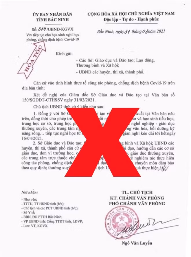 Bac Ninh truy tim nguoi gia mao van ban cho hoc sinh nghi hoc tu 1/4