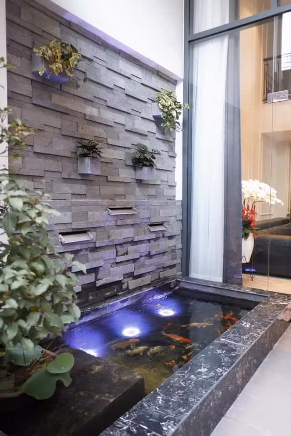 Đặc biệt, trong căn nhà của Bảo Anh có cả bể cá Koi. Ảnh: FBNV