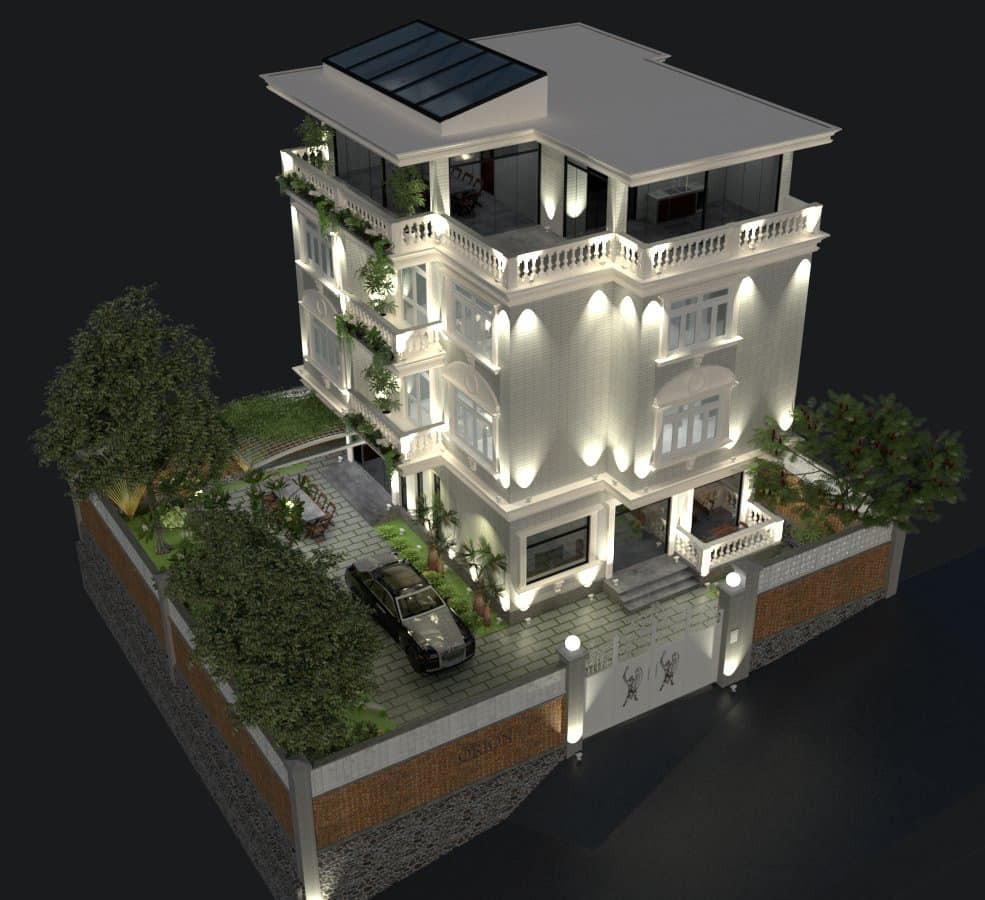 Biệt thự mới của Lý Nhã Kỳ có 4 tầng, được phủ trắng toàn bộ và xây dựng theo phong cách hiện đại, sang trọng như cung điện. Ảnh: FBNV