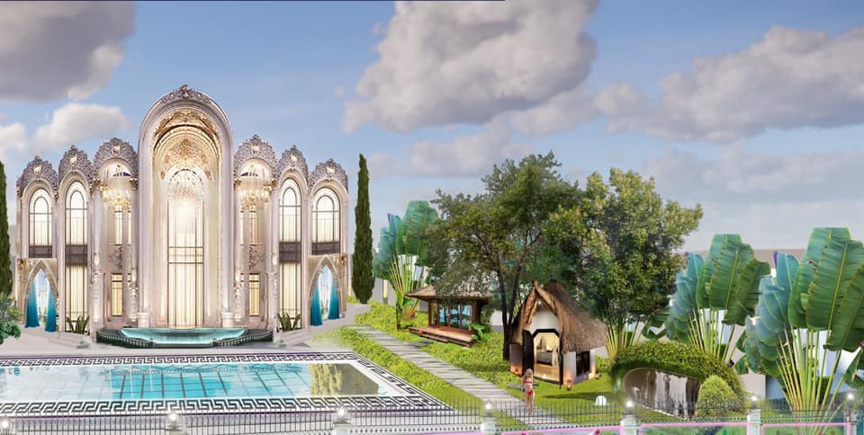 Không gian bên ngoài biệt thự được thiết kế sang trọng đến choáng ngợp.