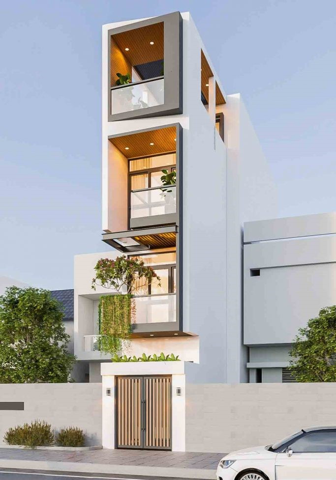 Mỗi tầng thiết kế một dạng khối hộp tạo vẻ đẹp khỏe khoắn là xu hướng được nhiều gia đỉnh trẻ lựa chọn. Ảnh: Xaydungphatdat.