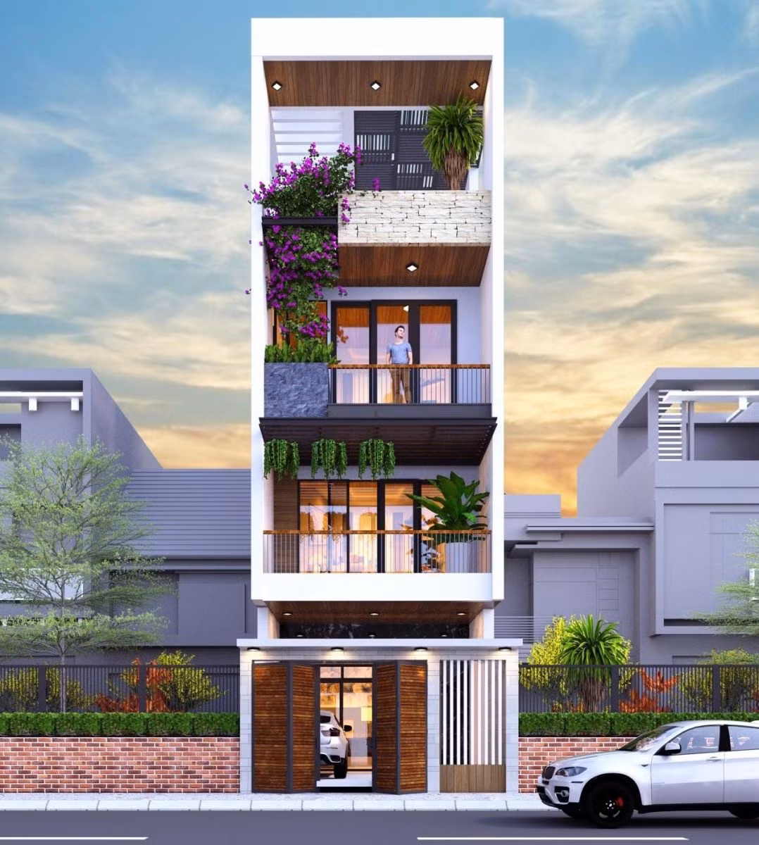 Giải pháp giúp nhà tránh nắng là trồng cây xanh và hoa ở ban công, sân thượng. Ảnh: Xaydungphatdat.