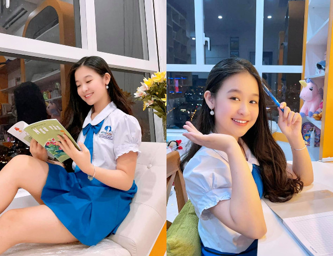 Cách đây không lâu, cô bé khoe góc học tập trong căn nhà chung cư mới sắm ở Tp Hồ Chí Minh. Mẹ Bảo Ngọc cho biết, thành quả này phần lớn là nhờ sự cố gắng của bé trong những năm vừa qua. Ảnh: Internet