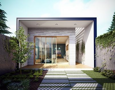 Ngôi nhà được thiết kế lùi về phía sau để khoảng sân phía trước rộng rãi. Nơi đây có thể tận dụng để trồng cây, cỏ...Ảnh: Tiền phong