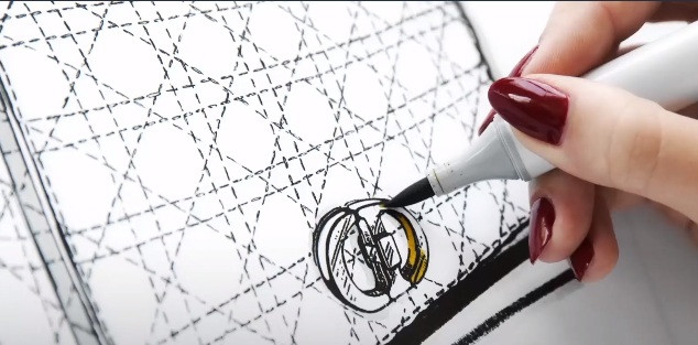 Công đoạn chế tác túi xách của Dior đầu tiên thuộc về các nhà thiết kế với bản vẽ trên giấy.