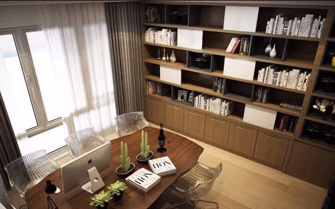 Phòng đọc sách mang đậm phong cách cổ điển.