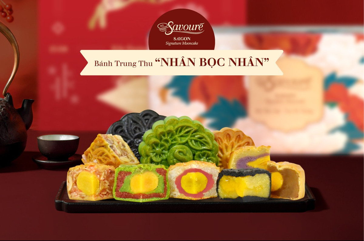 Công thức "Nhân bọc nhân" làm cho các chiếc bánh trung thu trở lên mới lạ và hấp dẫn hơn. Ảnh: Savouré Bakery