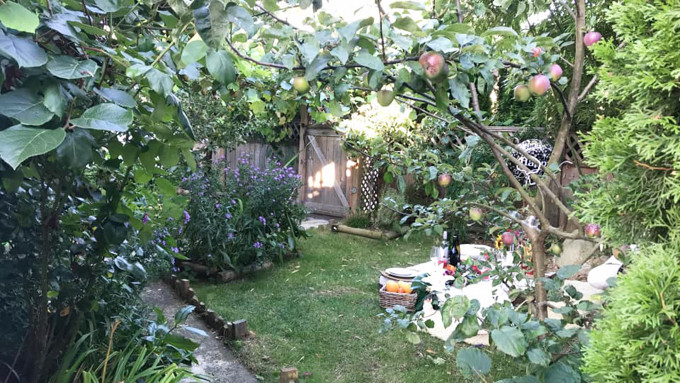 Hoa hậu Mỹ Vân phân chia khu vực trồng cây ăn quả, cây lớn và xen kẽ trồng hoa, rau xanh...