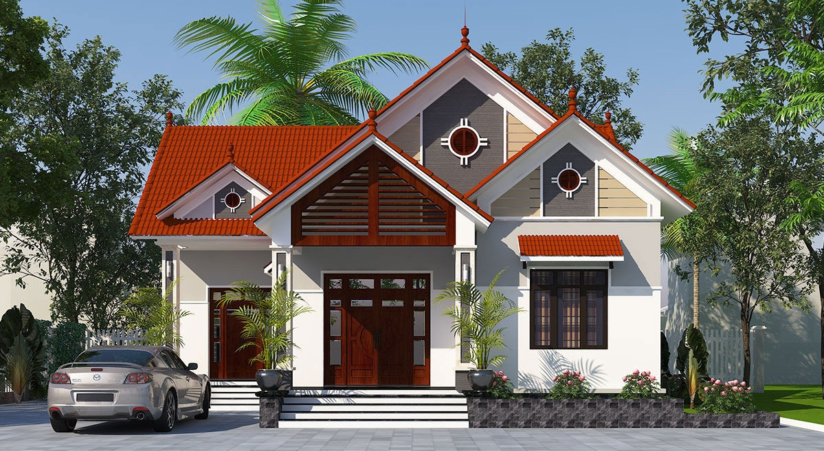 Dù thịnh hành từ lâu nhưng đến nay nhà mái thái đỏ vẫn được nhiều người lựa chọn. Ảnh: Thietkethicongnhadep.