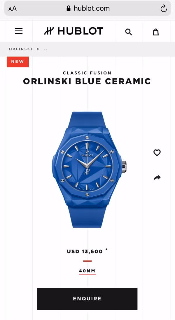 Theo hình ảnh được Đàm Thu Trang khoe trên trang cá nhân, đó là chiếc đồng hồ Hublot Classic Fusion Orlinski Blue phiên bản mới, có giá hơn 250 triệu đồng. Ảnh: Hublot.