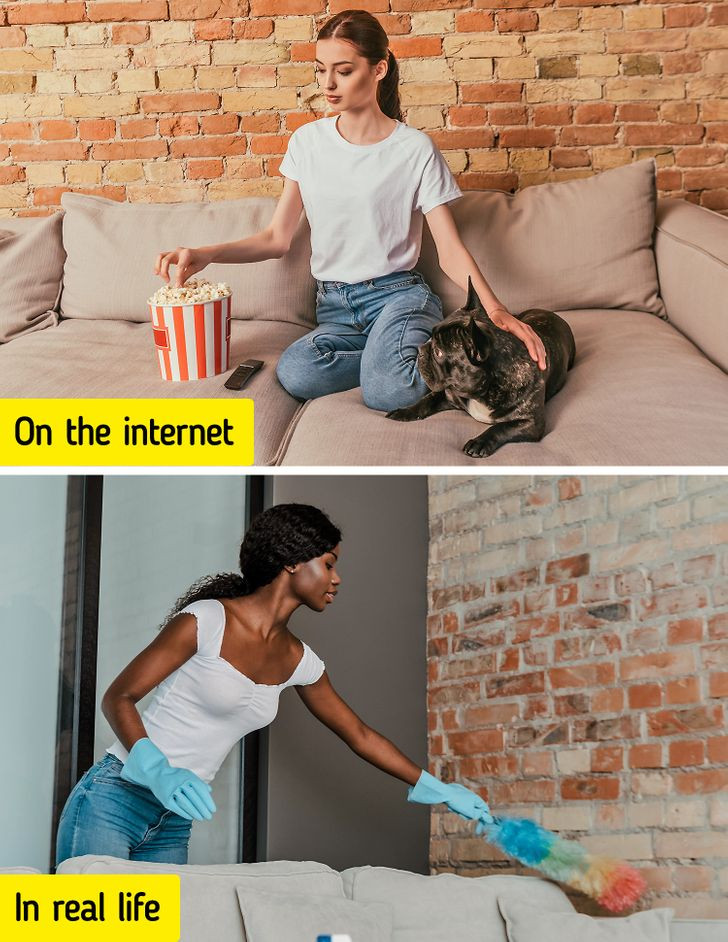 Tường gạch mộc có thể tạo điểm nhấn cho nội thất nhưng chưa chắc đã là giải pháp lý tưởng. Chúng có cấu trúc xốp, có thể góp phần làm xuất hiện nấm mốc. Nhờ cấu trúc của nó, bức tường trở thành nam châm hút bụi bẩn. Hãy dùng tường thông thường để không mất nhiều thời gian dọn dẹp, vệ sinh.