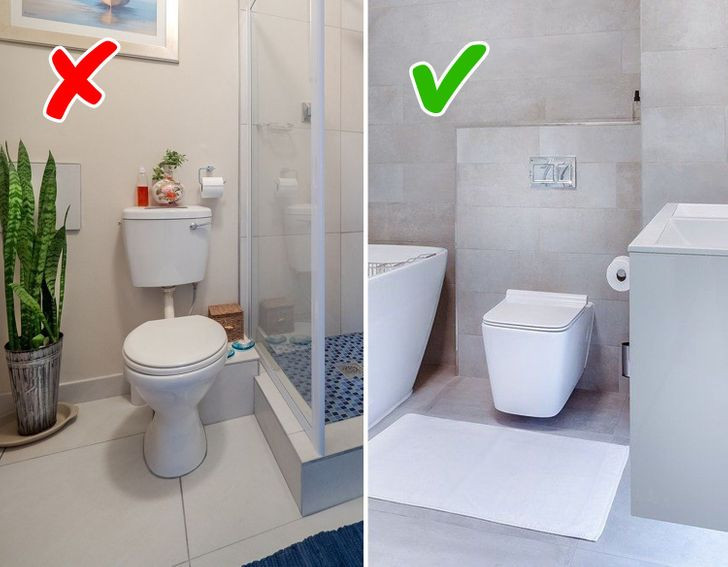 Thay vì đặt trên mặt sàn, nhà vệ sinh treo tường có thể làm cho quá trình làm sạch dễ dàng hơn, đồng thời cũng giúp tiết kiệm không gian.