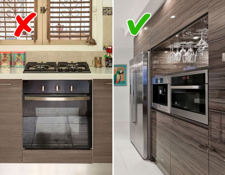 Nên đặt lò nướng với chiều cao ngang ngực để không phải cúi xuống để lấy khay nướng nặng ra khỏi lò.