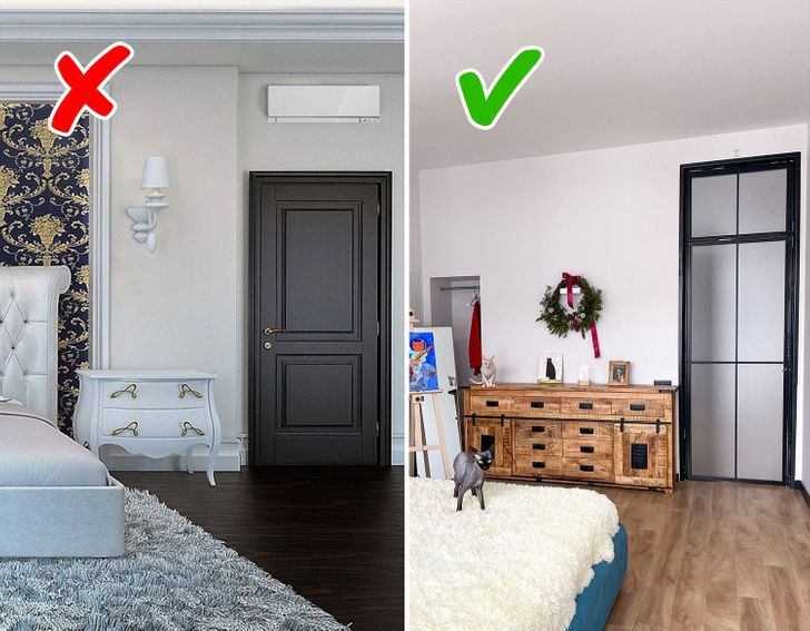 Cửa cao từ trần đến sàn được coi là giải pháp này phù hợp hơn cho nội thất phong cách tối giản. Loại cửa này có thể làm tăng chiều cao của các bức tường một cách trực quan và làm cho căn phòng trông hiện đại hơn.