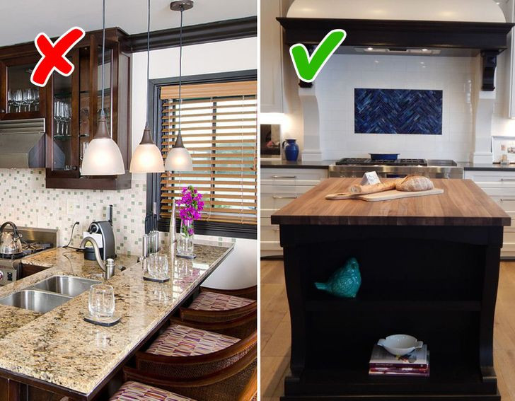 Quầy bar hoặc đảo bếp theo phong cách tối giản là xu hướng hiện đại bởi nó không lộn xộn với các thiết bị nhà bếp.