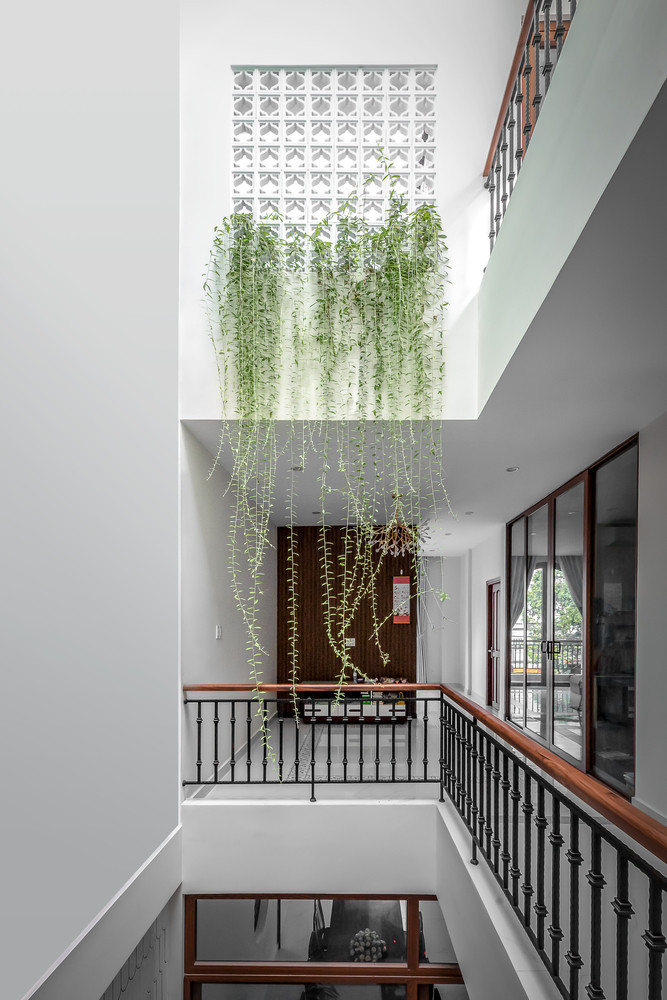 Cầu thang thừa được thay thế bằng giếng trời lớn đủ để ánh sáng tự nhiên khuếch tán vào mọi ngóc ngách và cây cối bên trong vẫn có thể phát triển tự nhiên.