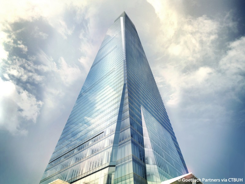 Đáng chú ý, tại tâm dịch COVID-19, thành phố Vũ Hán cũng có một tòa nhà cao 339 m với 60 tầng được hoàn thiện trong năm ngoái. Đó là Heartland 66 Office Tower. Ảnh: CTBUH.